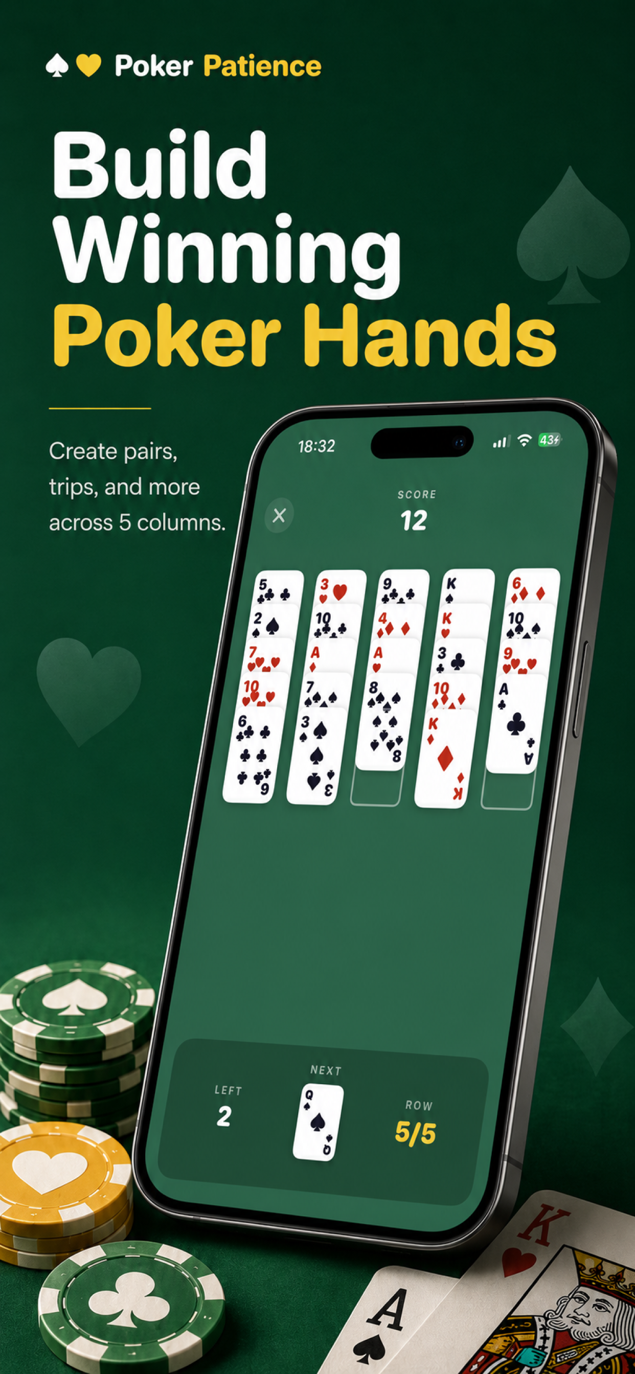 Poker Patience Classic screenshot: Build Winning Poker Hands